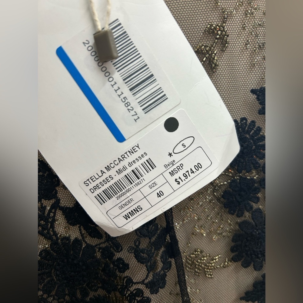 Stella McCartney Size 40 (US 4) Paneled Lace-trimmed Bead-embellished Dress - Picture 9 of 11